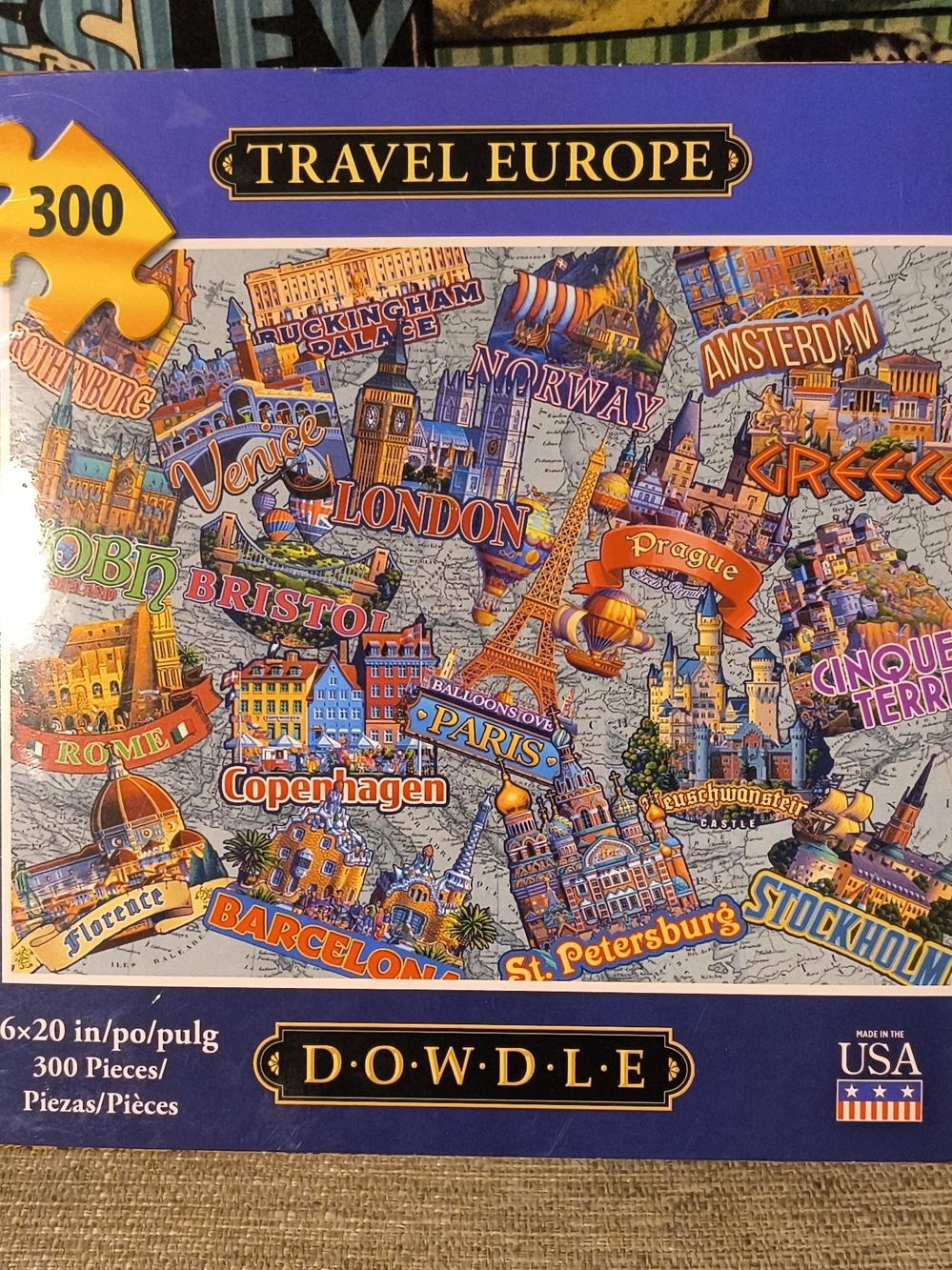 Dowdle "Travel Europe" 300-Piece Puzzle - Colorful Landmark Collage